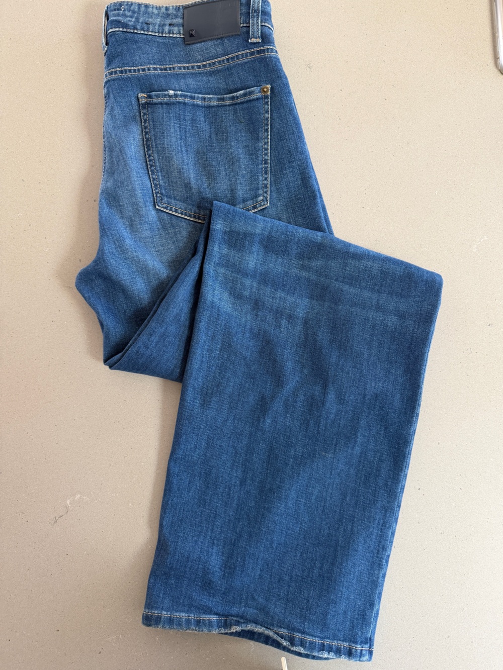 Cambio Palazzo Jeans | Blue | Wide Leg | Stretch Denim | Long Length | Size 40